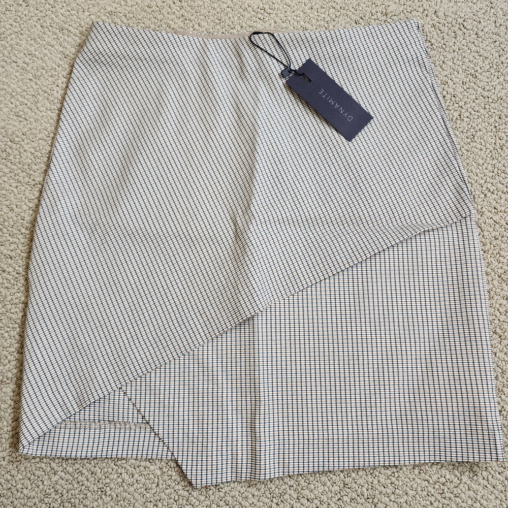Dynamite Houndstooth Asymmetrical Skirt Neutral Size Medium Office Work Academia